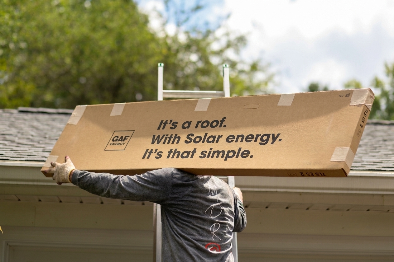 Modern Day Roofing crew installing GAF Energy Timberline Solar shingles