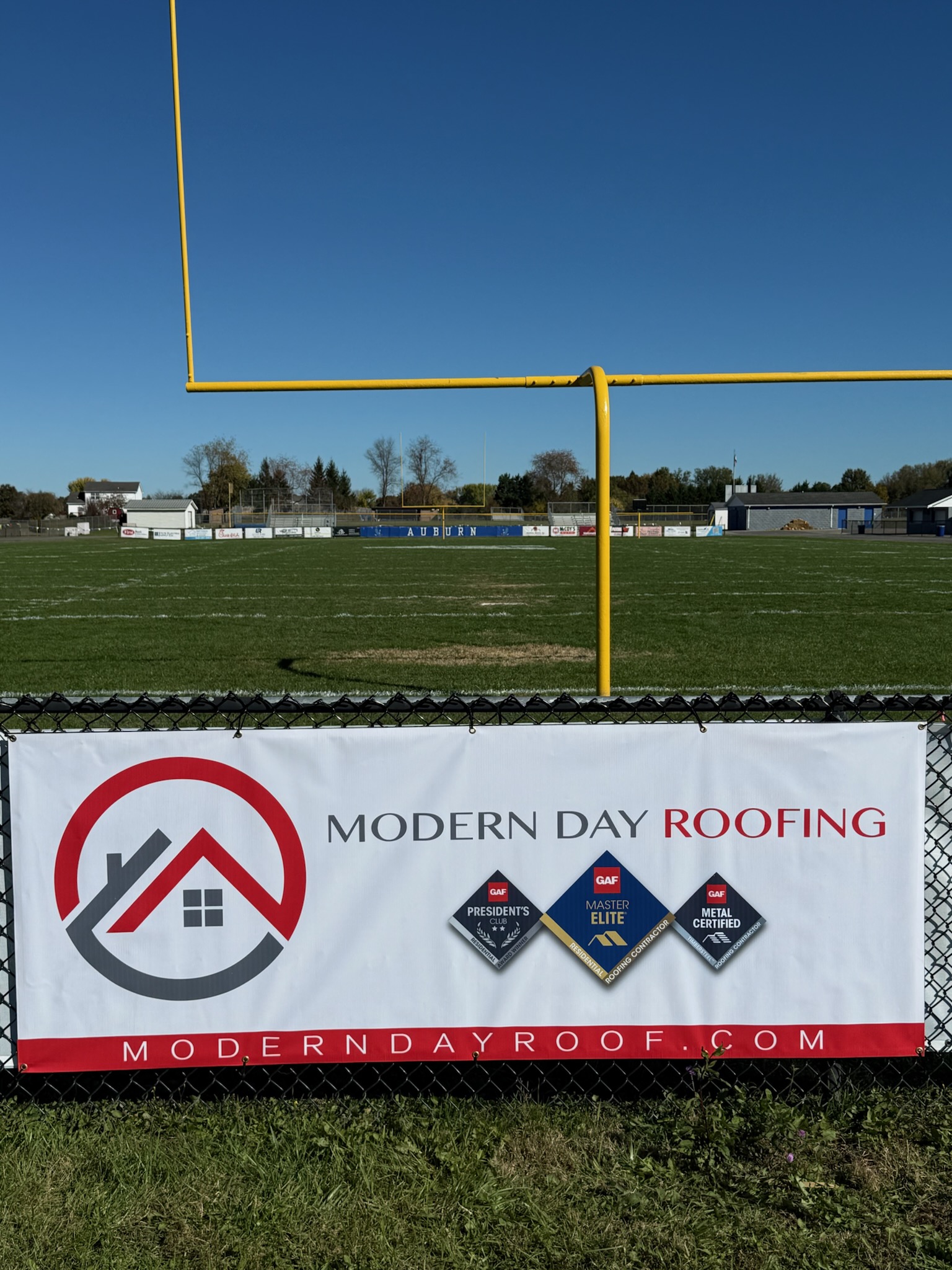 MDR sponsorship banner at local football field
