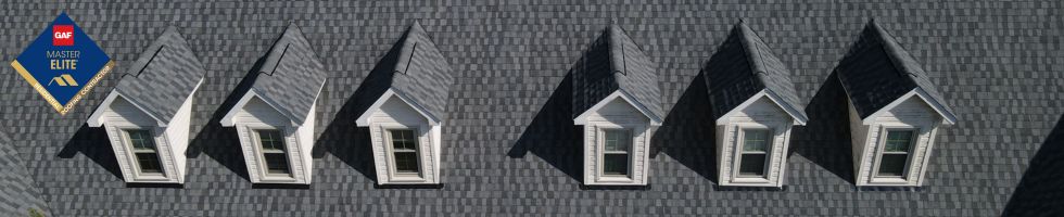 GAF Master Elite shingle roof with dormers